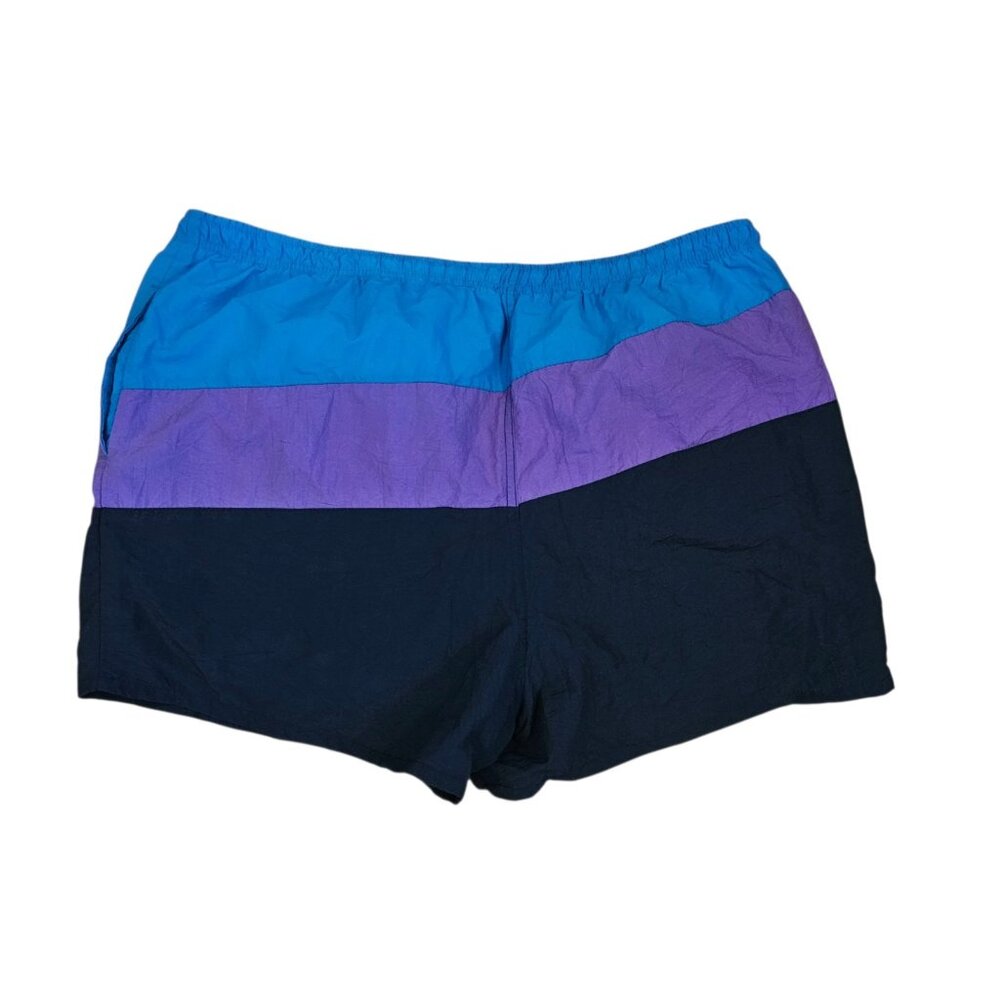 VTG Mens Really Short Swim trunks‎ Sz XL 2X 42-44 In Drawstring Black Purple